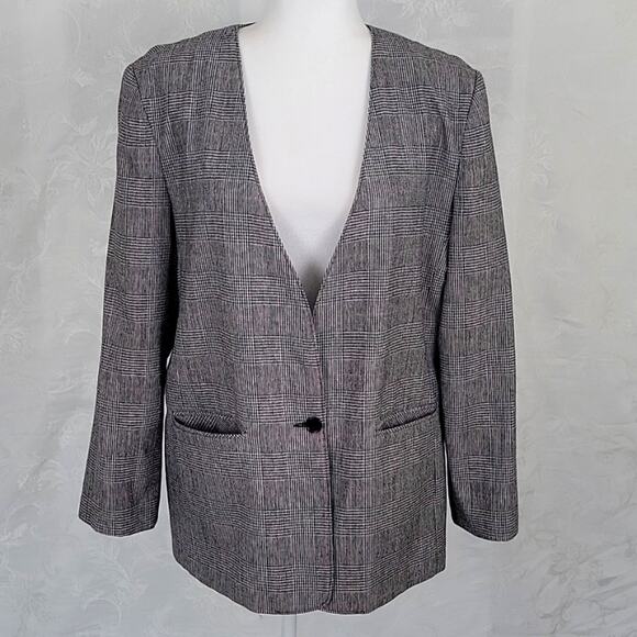 Alfred Dunner Wmn Plaid 50% Wool 50% Polyester Two Front Pocket Blazer Size 12 - Picture 2 of 9